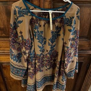 Uncle Frank Tan and Blue Midi Dress